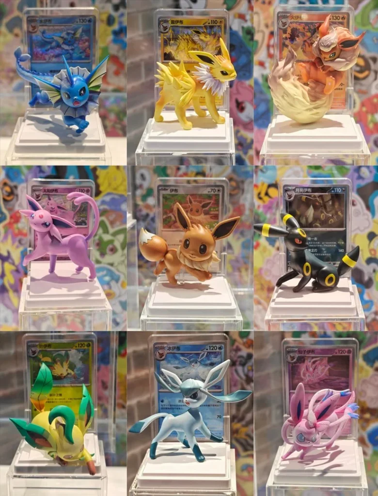 Teaserafbeelding van de nieuwe Pokémon China TCG-figurenset met Eevee en de Eeveelutions